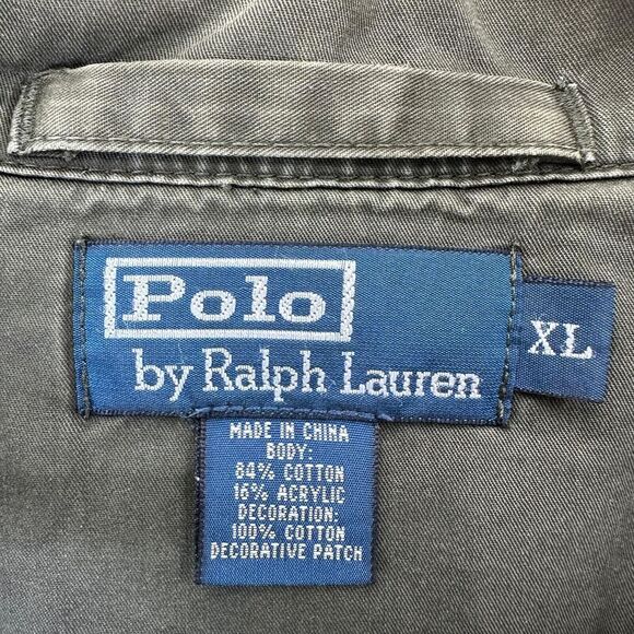 VTG 80s Polo Ralph Lauren Olive Fleece Hidden Hood Full Zip Jacket Patch Logo XL - Picture 4 of 14